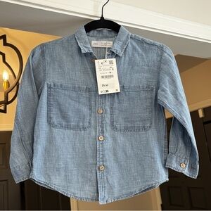 ZARA Kids Denim-Look Button-Down Shirt | 3–4 Years